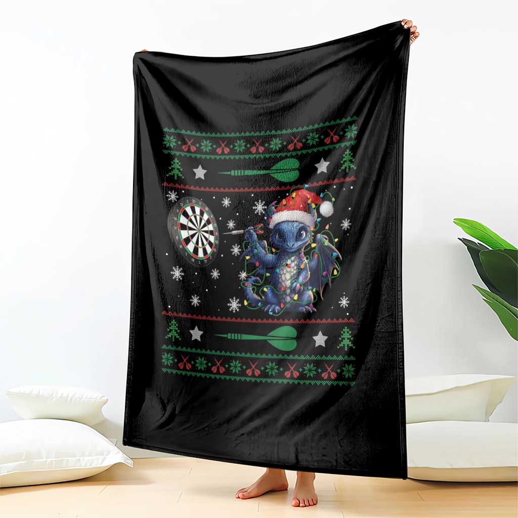 Funny Dragon Throwing Dart Throw Blanket Ugly Christmas Dart Player Gift - Wonder Print Shop