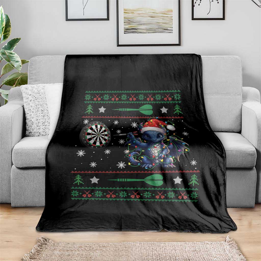 Funny Dragon Throwing Dart Throw Blanket Ugly Christmas Dart Player Gift - Wonder Print Shop