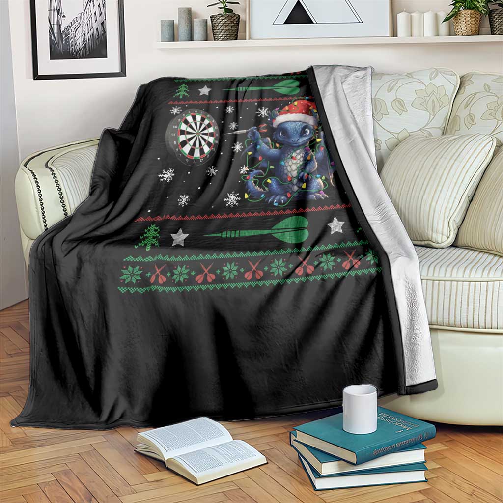 Funny Dragon Throwing Dart Throw Blanket Ugly Christmas Dart Player Gift - Wonder Print Shop