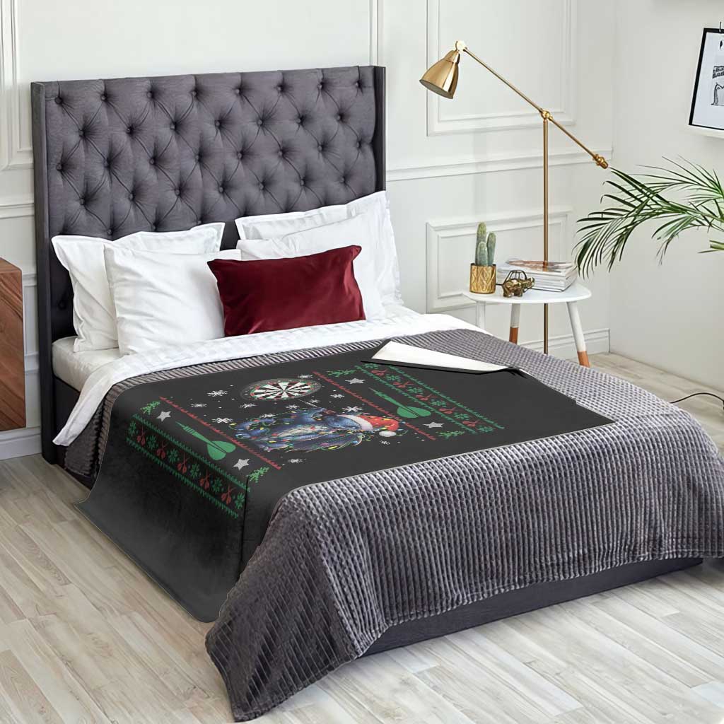 Funny Dragon Throwing Dart Throw Blanket Ugly Christmas Dart Player Gift - Wonder Print Shop