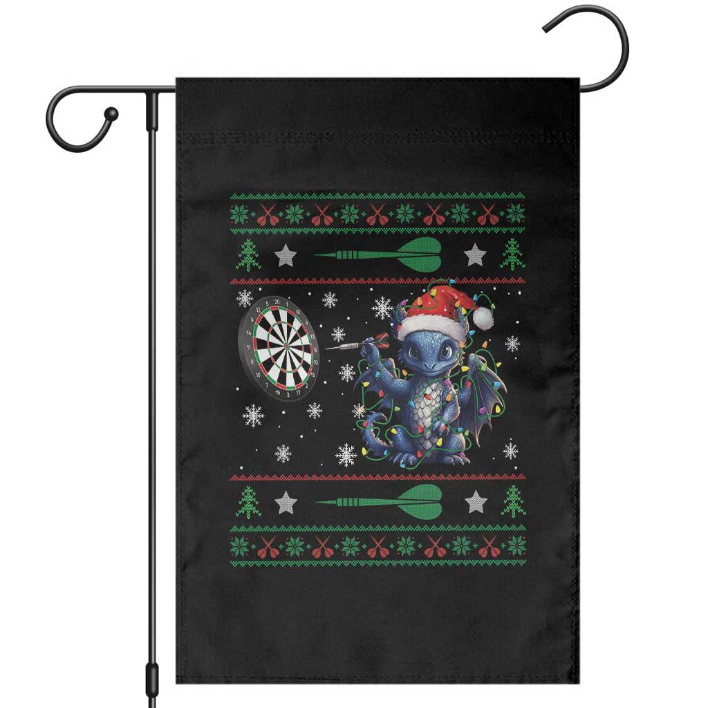 Funny Dragon Throwing Dart Garden Flag Ugly Christmas Dart Player Gift - Wonder Print Shop