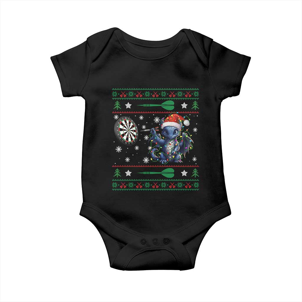Funny Dragon Throwing Dart Baby Onesie Ugly Christmas Dart Player Gift - Wonder Print Shop