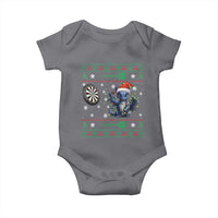 Funny Dragon Throwing Dart Baby Onesie Ugly Christmas Dart Player Gift - Wonder Print Shop