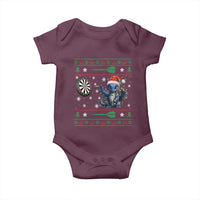 Funny Dragon Throwing Dart Baby Onesie Ugly Christmas Dart Player Gift - Wonder Print Shop