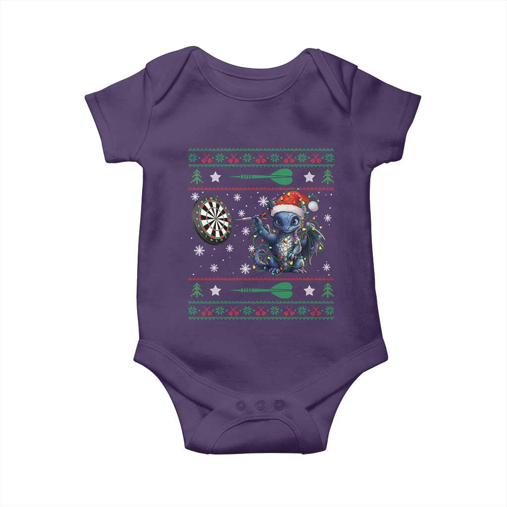 Funny Dragon Throwing Dart Baby Onesie Ugly Christmas Dart Player Gift - Wonder Print Shop