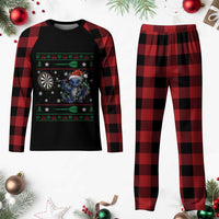 Funny Dragon Throwing Dart Plaid Pajama Set Ugly Christmas Dart Player Gift - Wonder Print Shop