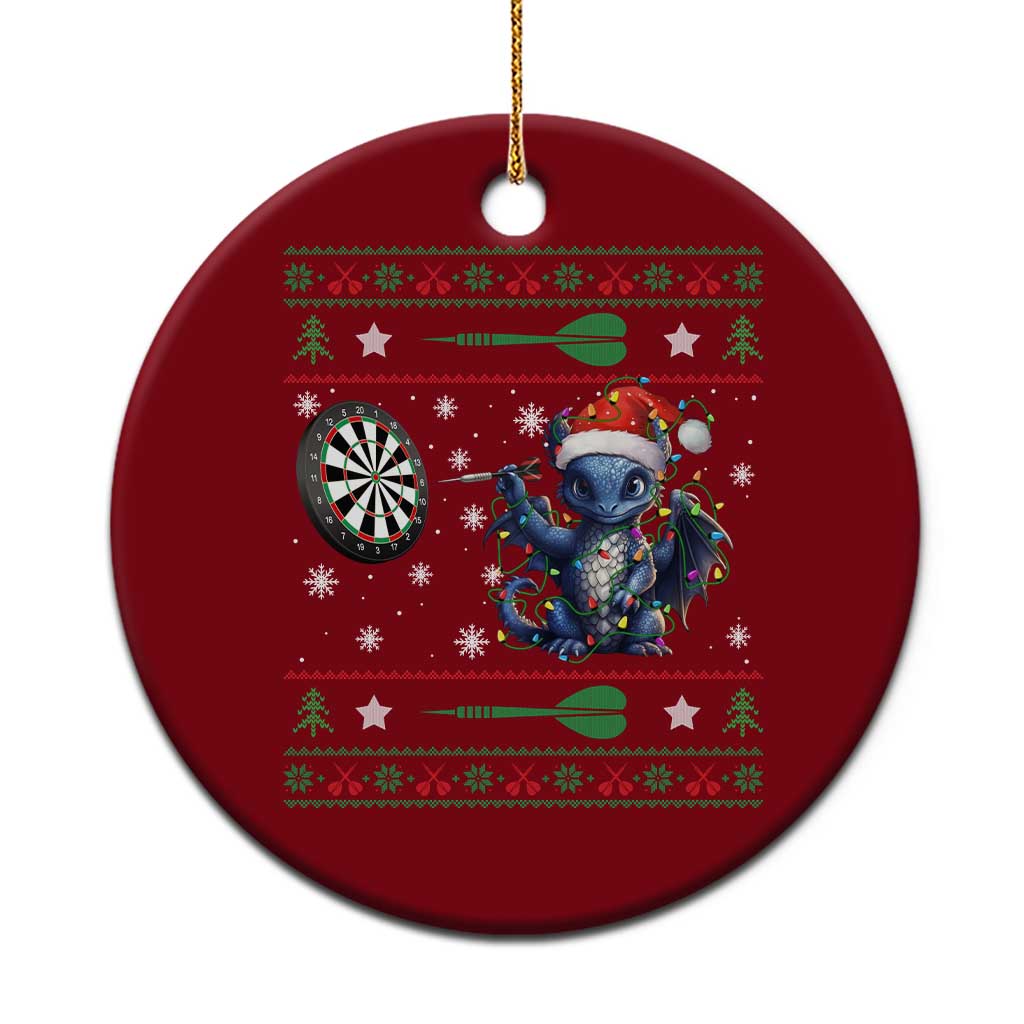 Funny Dragon Throwing Dart Ceramic Ornament Ugly Christmas Dart Player Gift - Wonder Print Shop