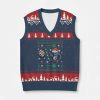Funny Dragon Throwing Dart V-Neck Knit Sweater Vest Ugly Xmas Dart Player Gift - Wonder Print Shop