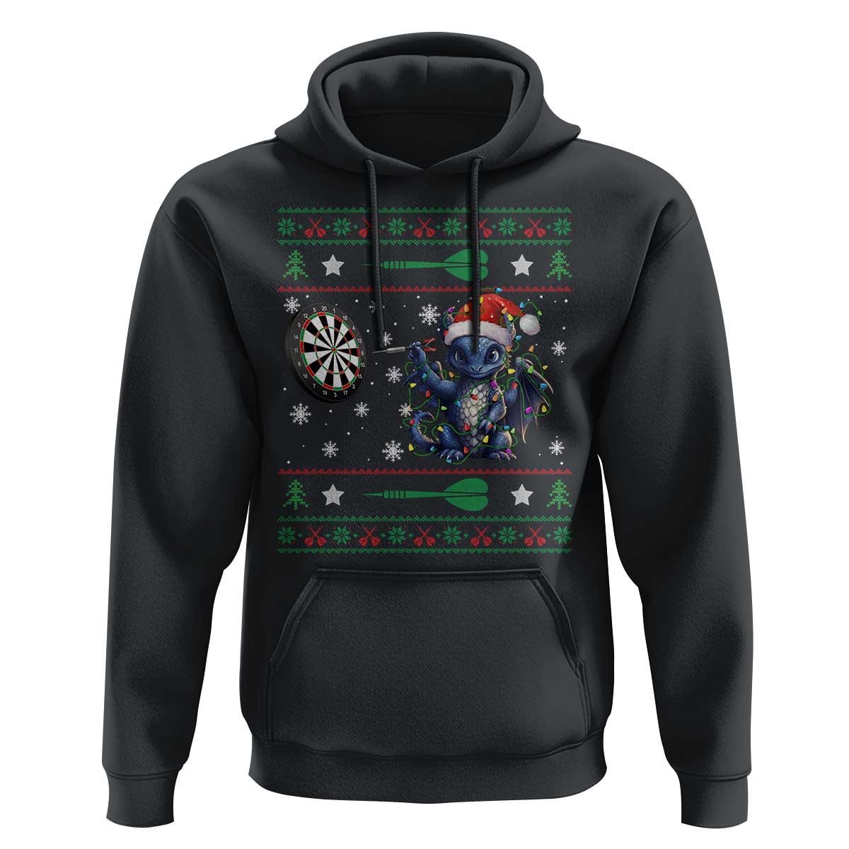 Funny Dragon Throwing Dart Hoodie Ugly Christmas Dart Player Gift - Wonder Print Shop