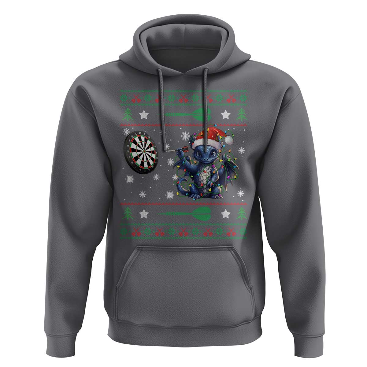 Funny Dragon Throwing Dart Hoodie Ugly Christmas Dart Player Gift - Wonder Print Shop