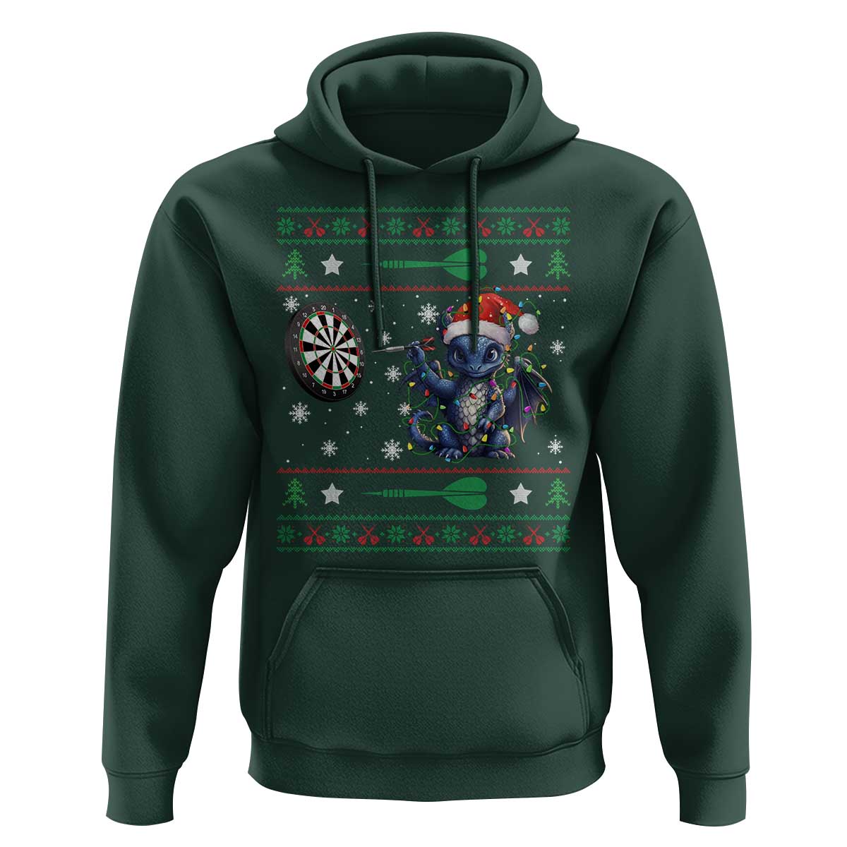 Funny Dragon Throwing Dart Hoodie Ugly Christmas Dart Player Gift - Wonder Print Shop