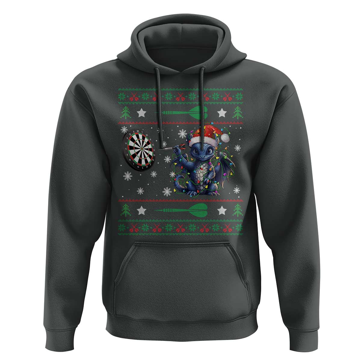 Funny Dragon Throwing Dart Hoodie Ugly Christmas Dart Player Gift - Wonder Print Shop