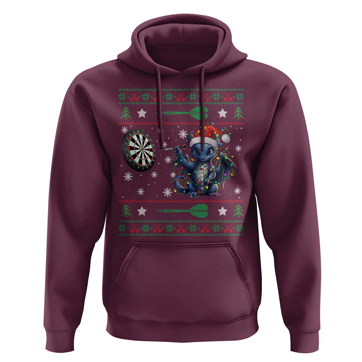 Funny Dragon Throwing Dart Hoodie Ugly Christmas Dart Player Gift - Wonder Print Shop