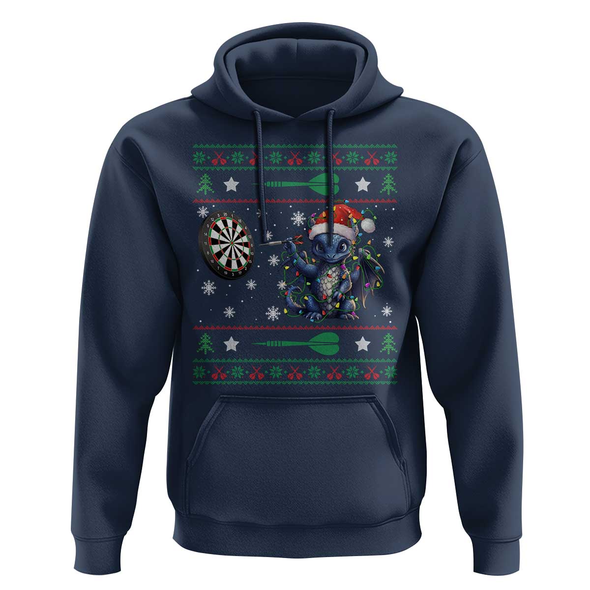Funny Dragon Throwing Dart Hoodie Ugly Christmas Dart Player Gift - Wonder Print Shop