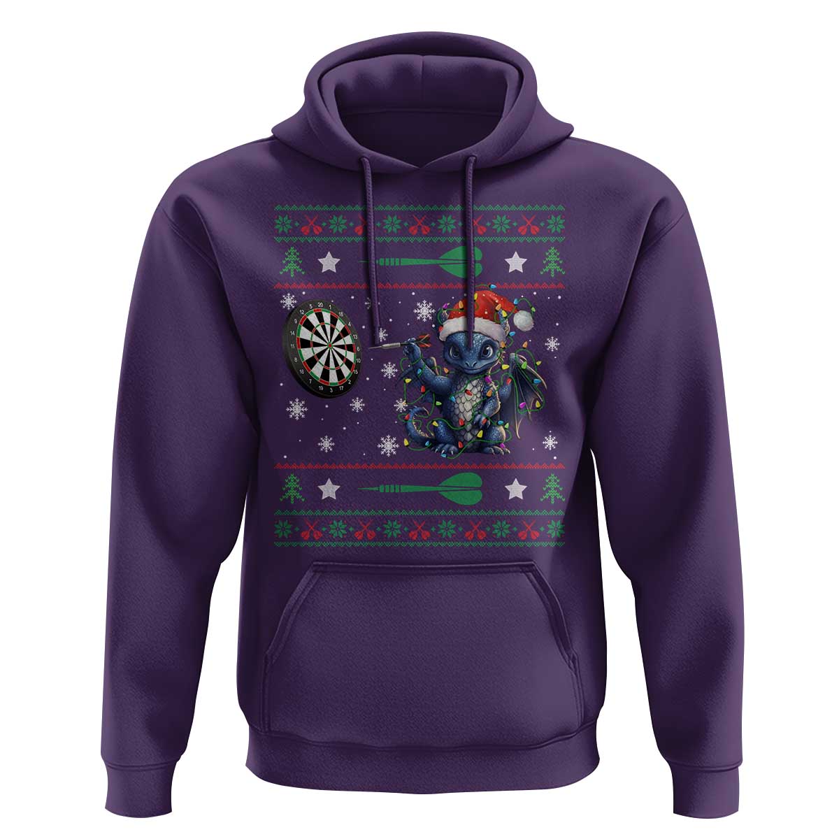 Funny Dragon Throwing Dart Hoodie Ugly Christmas Dart Player Gift - Wonder Print Shop