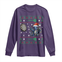Funny Dragon Throwing Dart Long Sleeve Shirt Ugly Christmas Dart Player Gift - Wonder Print Shop