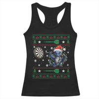 Funny Dragon Throwing Dart Racerback Tank Top Ugly Christmas Dart Player Gift - Wonder Print Shop
