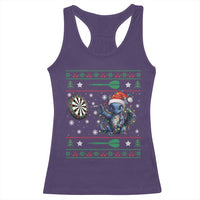 Funny Dragon Throwing Dart Racerback Tank Top Ugly Christmas Dart Player Gift - Wonder Print Shop
