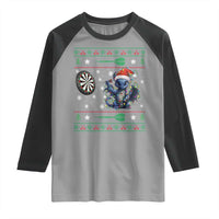 Funny Dragon Throwing Dart Raglan Shirt Ugly Christmas Dart Player Gift - Wonder Print Shop