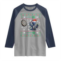 Funny Dragon Throwing Dart Raglan Shirt Ugly Christmas Dart Player Gift - Wonder Print Shop
