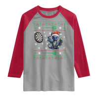 Funny Dragon Throwing Dart Raglan Shirt Ugly Christmas Dart Player Gift - Wonder Print Shop