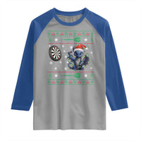 Funny Dragon Throwing Dart Raglan Shirt Ugly Christmas Dart Player Gift - Wonder Print Shop