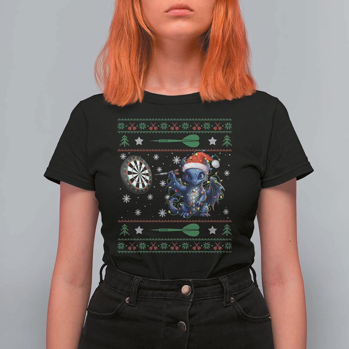 Funny Dragon Throwing Dart T Shirt For Women Ugly Christmas Dart Player Gift - Wonder Print Shop