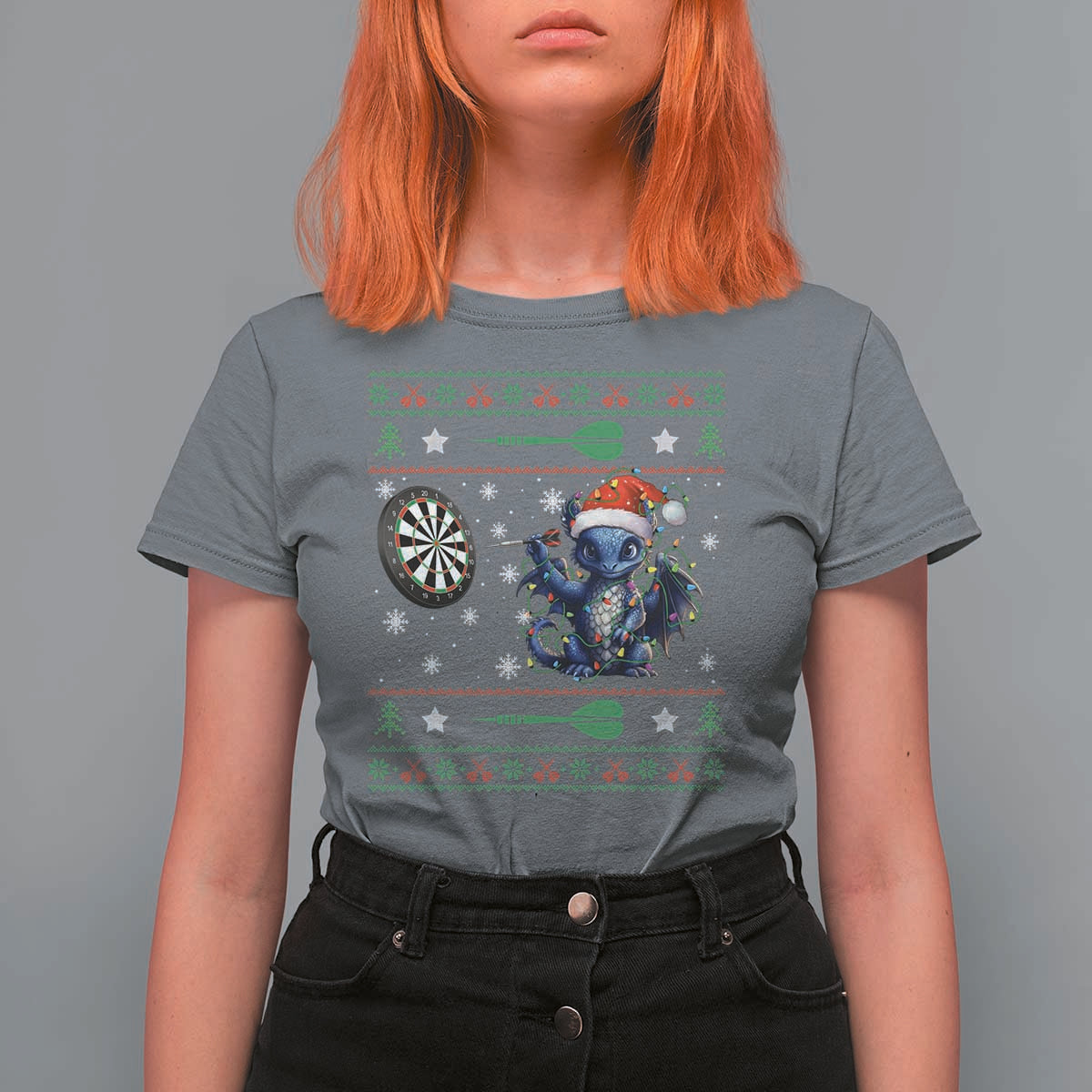 Funny Dragon Throwing Dart T Shirt For Women Ugly Christmas Dart Player Gift - Wonder Print Shop