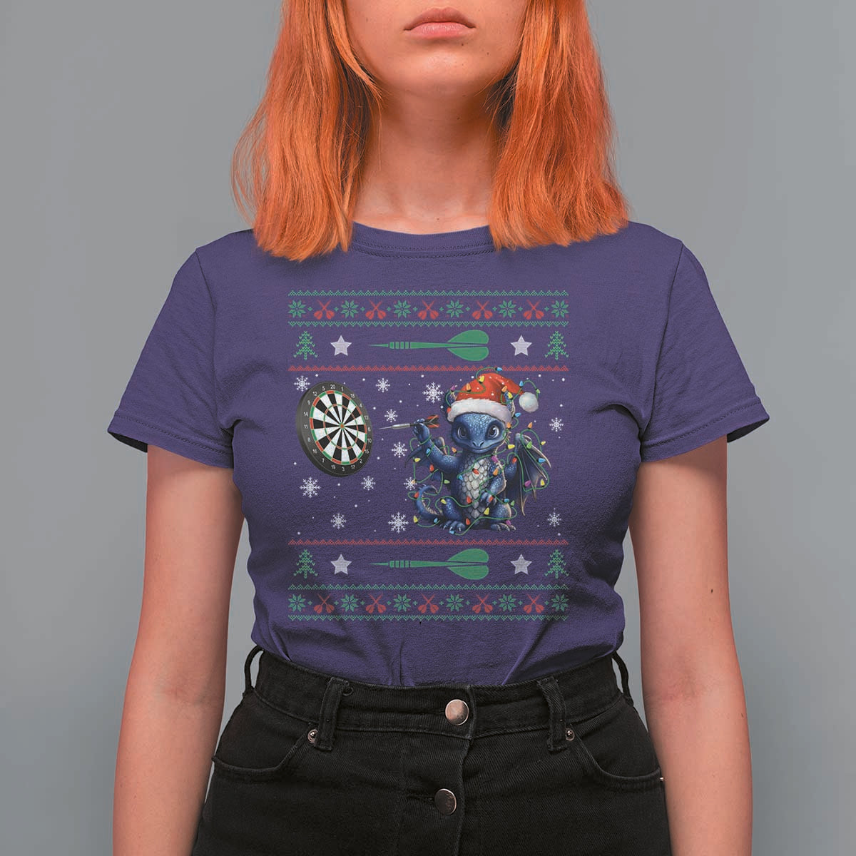 Funny Dragon Throwing Dart T Shirt For Women Ugly Christmas Dart Player Gift - Wonder Print Shop
