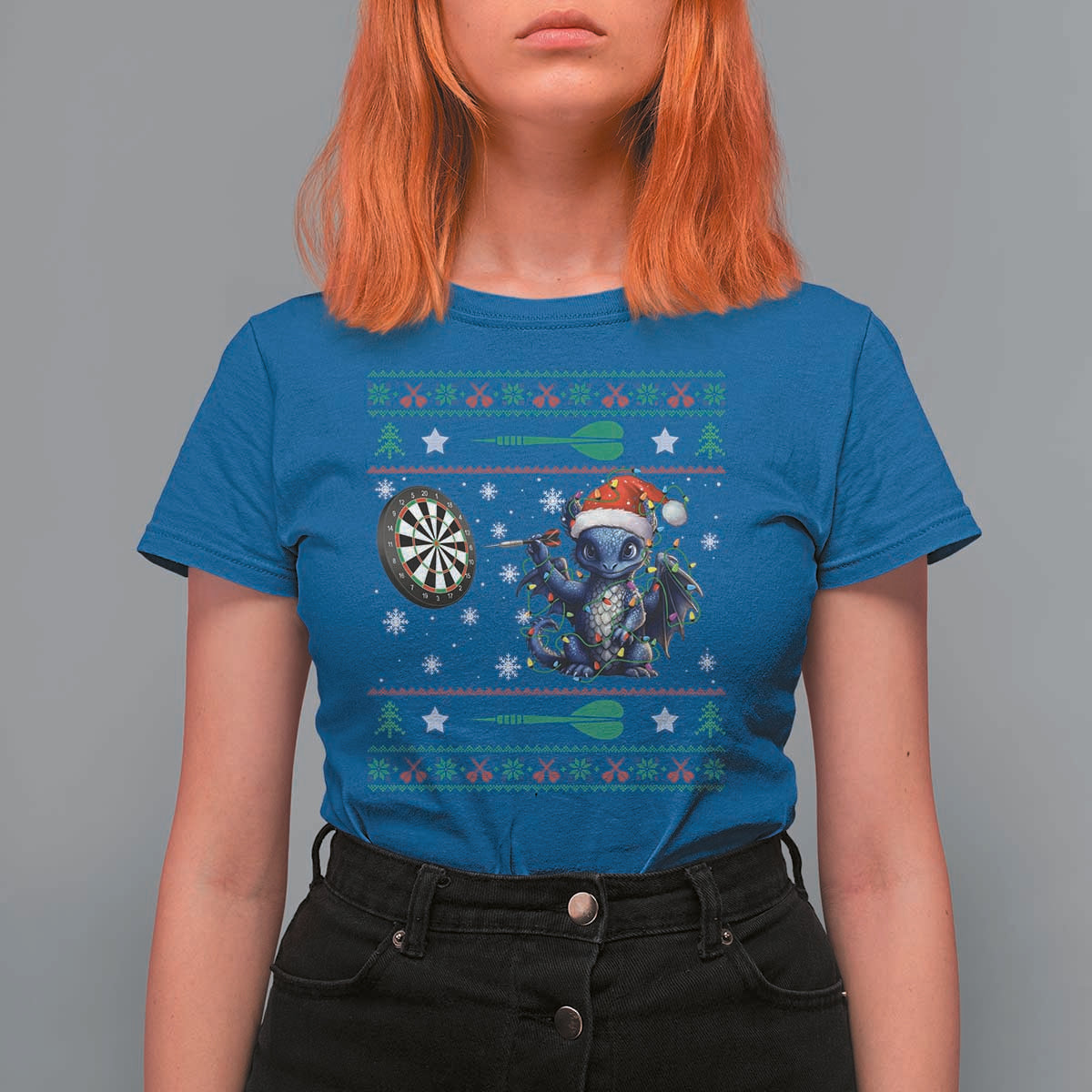 Funny Dragon Throwing Dart T Shirt For Women Ugly Christmas Dart Player Gift - Wonder Print Shop