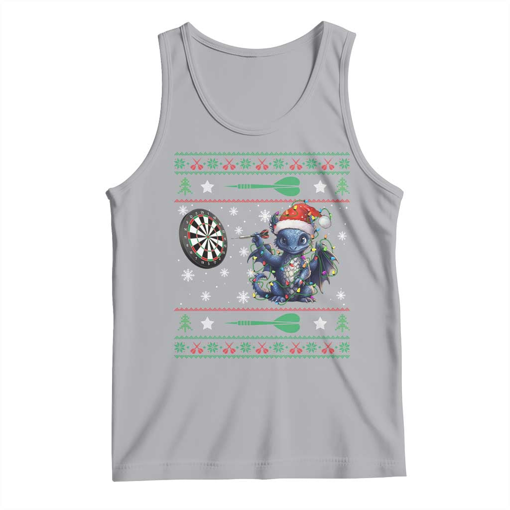 Funny Dragon Throwing Dart Tank Top Ugly Christmas Dart Player Gift - Wonder Print Shop