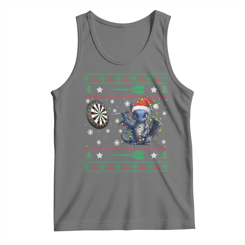 Funny Dragon Throwing Dart Tank Top Ugly Christmas Dart Player Gift - Wonder Print Shop