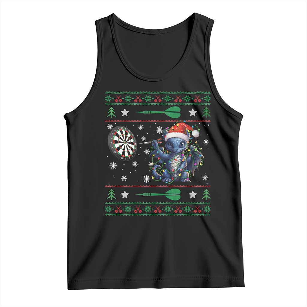 Funny Dragon Throwing Dart Tank Top Ugly Christmas Dart Player Gift - Wonder Print Shop