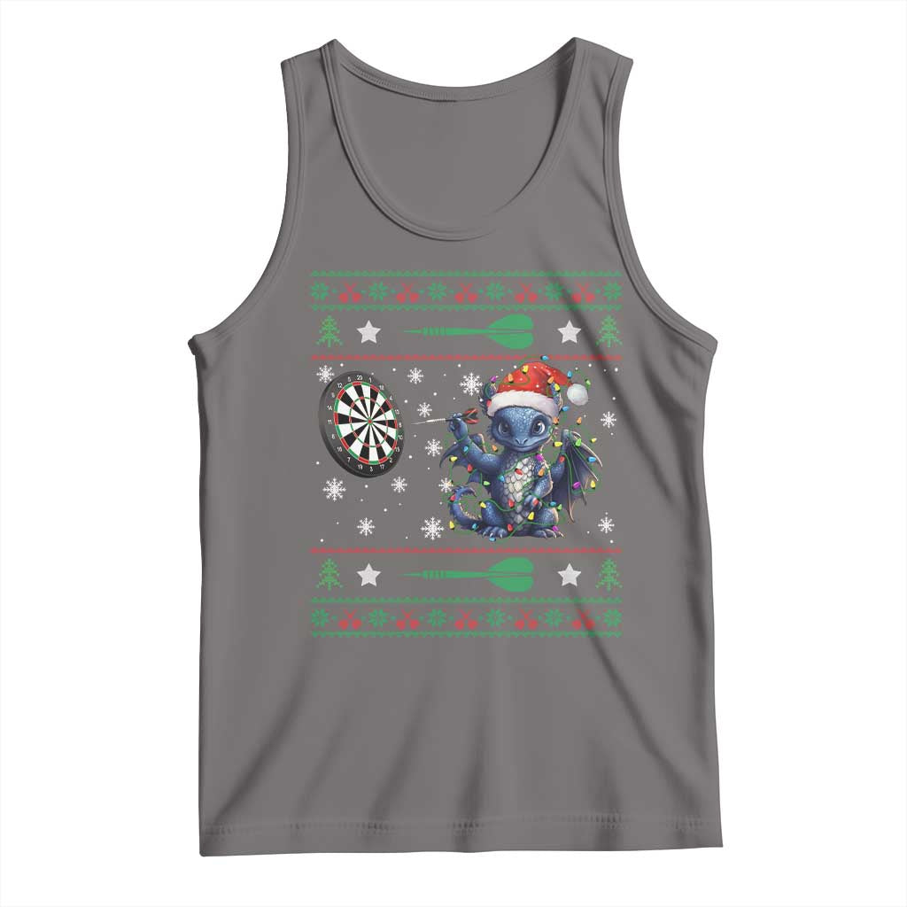 Funny Dragon Throwing Dart Tank Top Ugly Christmas Dart Player Gift - Wonder Print Shop