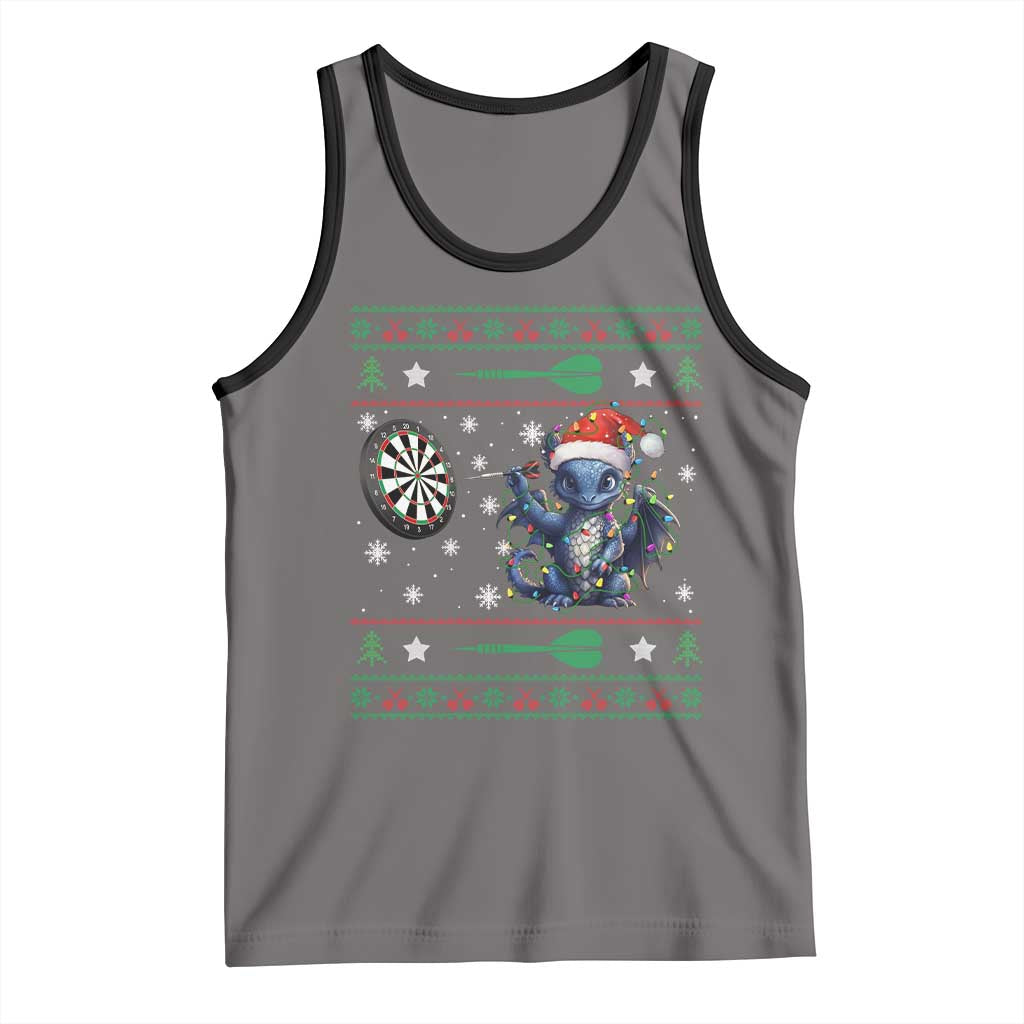 Funny Dragon Throwing Dart Tank Top Ugly Christmas Dart Player Gift - Wonder Print Shop