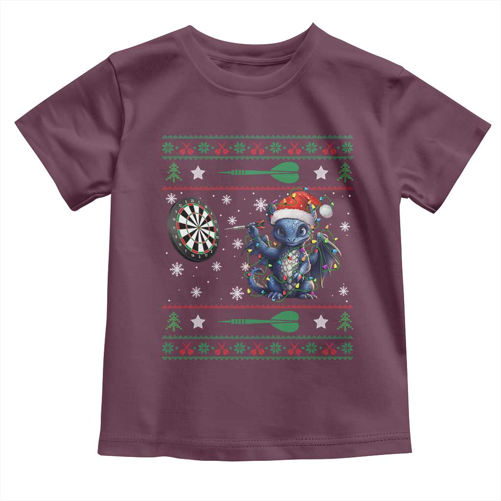 Funny Dragon Throwing Dart Toddler T Shirt Ugly Christmas Dart Player Gift - Wonder Print Shop