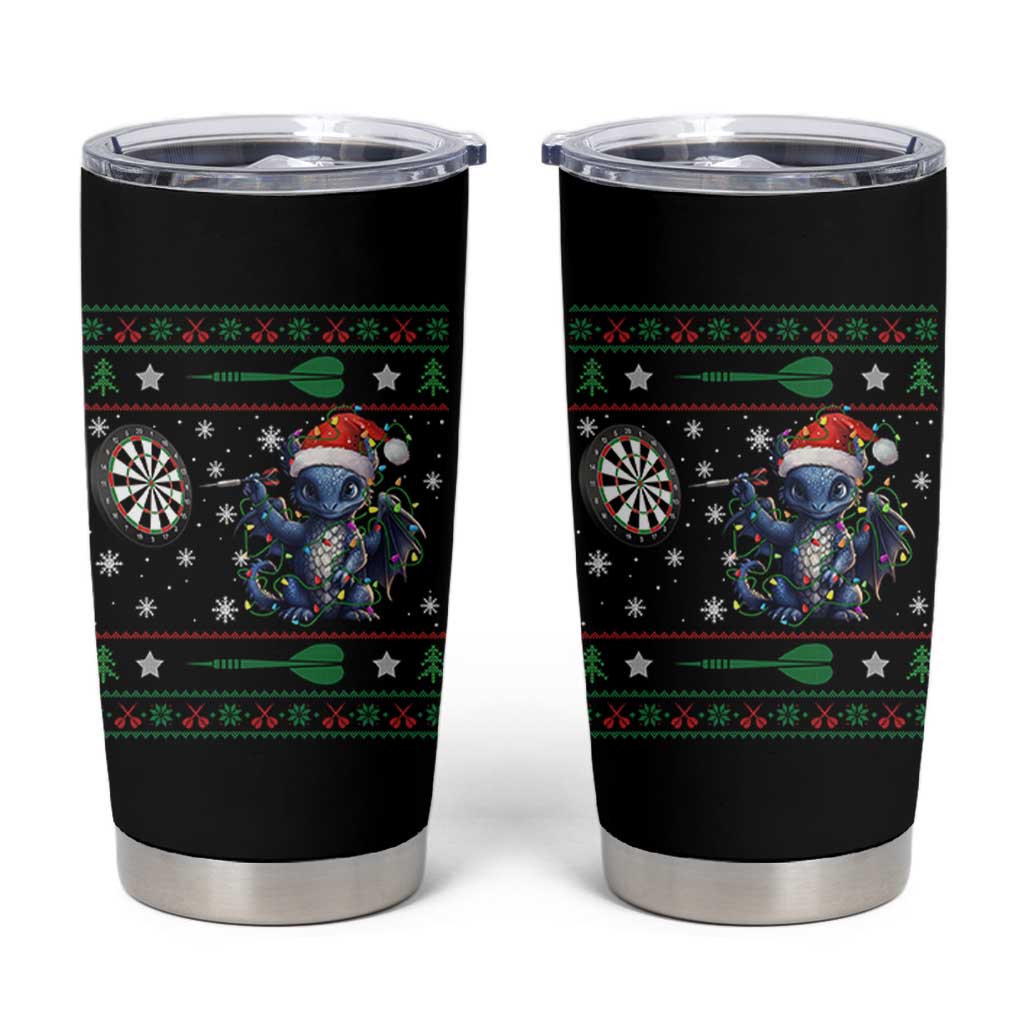 Funny Dragon Throwing Dart Tumbler Cup Ugly Christmas Dart Player Gift - Wonder Print Shop