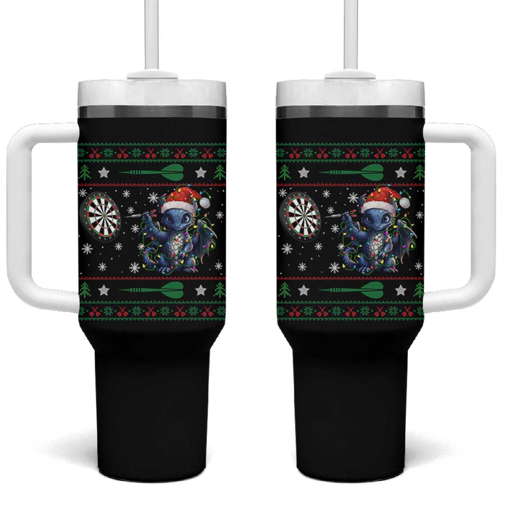 Funny Dragon Throwing Dart Tumbler With Handle Ugly Christmas Dart Player Gift - Wonder Print Shop