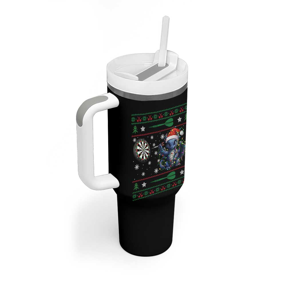Funny Dragon Throwing Dart Tumbler With Handle Ugly Christmas Dart Player Gift - Wonder Print Shop