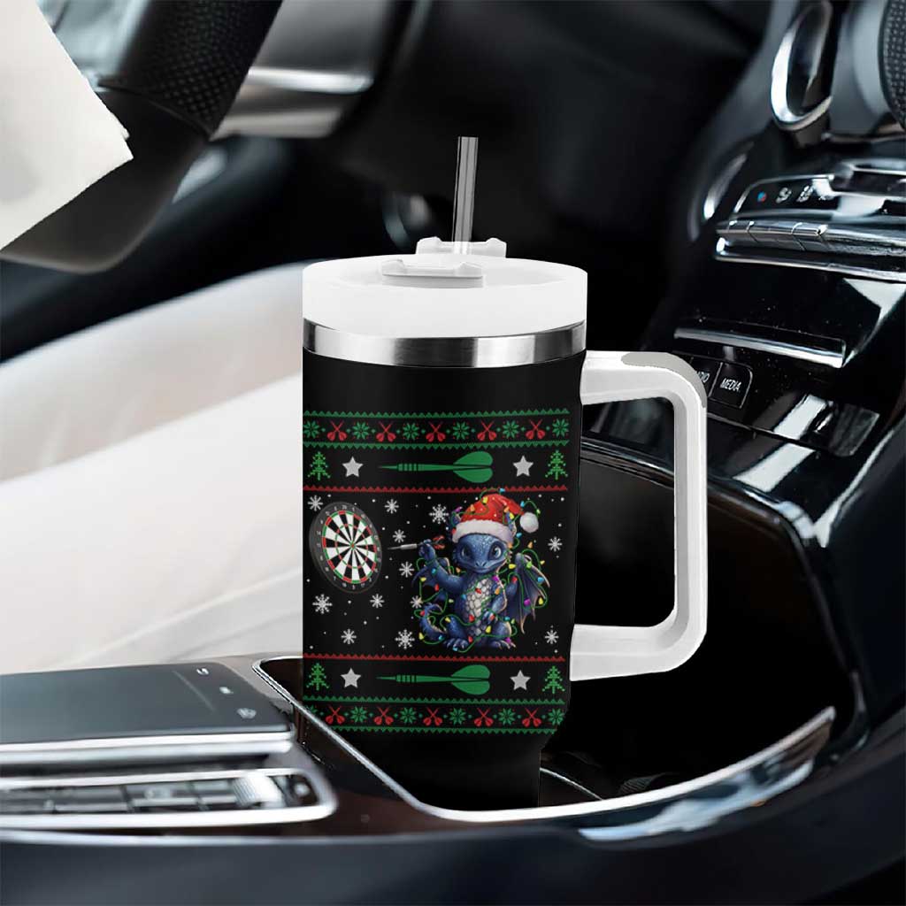 Funny Dragon Throwing Dart Tumbler With Handle Ugly Christmas Dart Player Gift - Wonder Print Shop