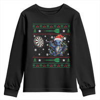 Funny Dragon Throwing Dart Youth Sweatshirt Ugly Christmas Dart Player Gift - Wonder Print Shop