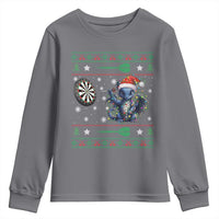 Funny Dragon Throwing Dart Youth Sweatshirt Ugly Christmas Dart Player Gift - Wonder Print Shop