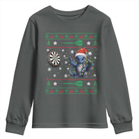 Funny Dragon Throwing Dart Youth Sweatshirt Ugly Christmas Dart Player Gift - Wonder Print Shop