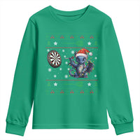 Funny Dragon Throwing Dart Youth Sweatshirt Ugly Christmas Dart Player Gift - Wonder Print Shop