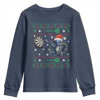 Funny Dragon Throwing Dart Youth Sweatshirt Ugly Christmas Dart Player Gift - Wonder Print Shop