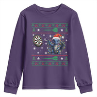 Funny Dragon Throwing Dart Youth Sweatshirt Ugly Christmas Dart Player Gift - Wonder Print Shop