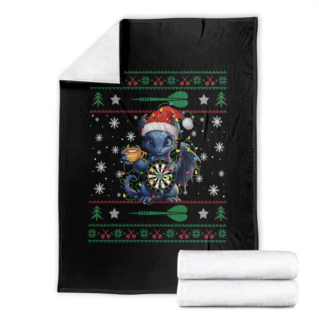 Ugly Christmas Dragon Dart Player Throw Blanket Gift For Dartist - Wonder Print Shop