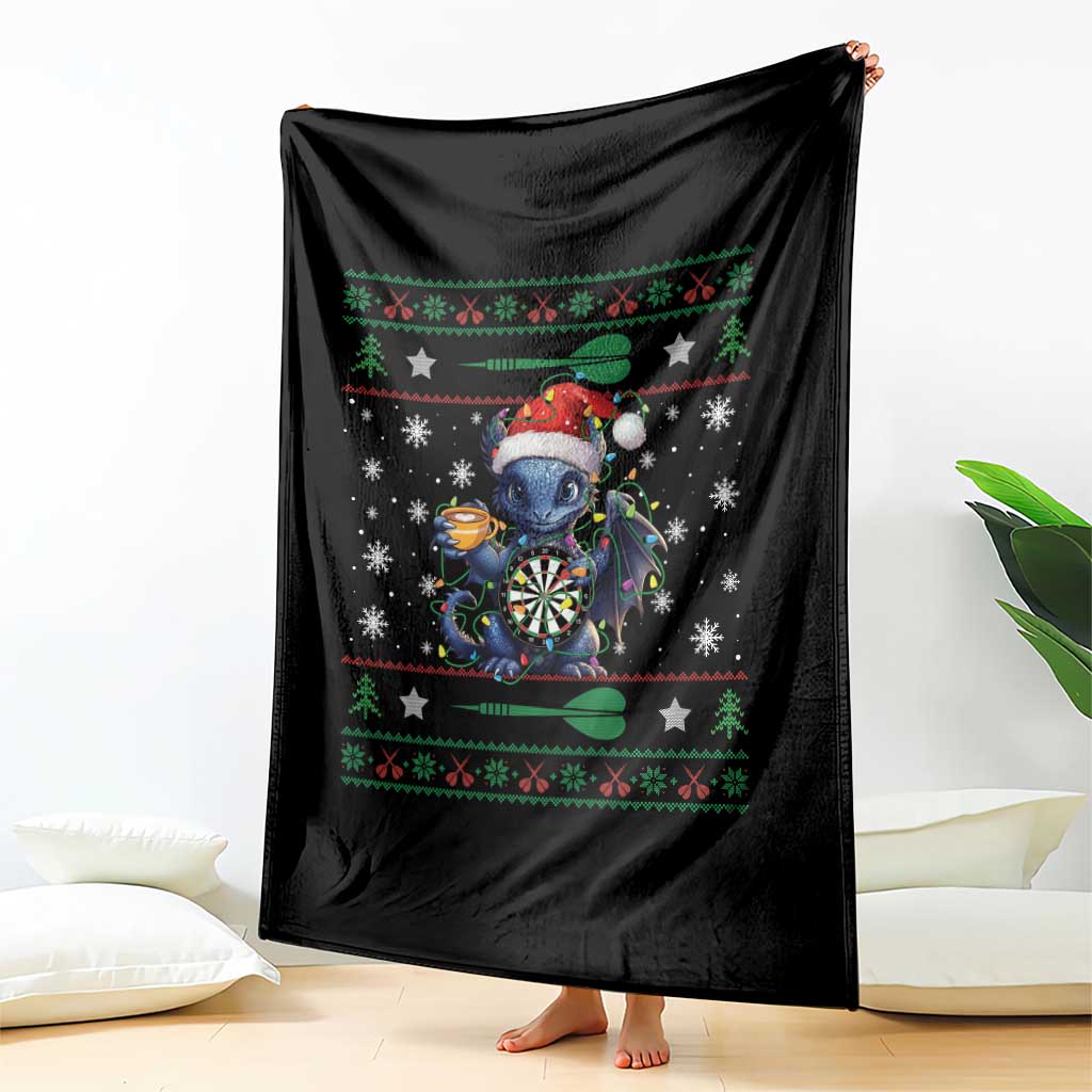 Ugly Christmas Dragon Dart Player Throw Blanket Gift For Dartist - Wonder Print Shop