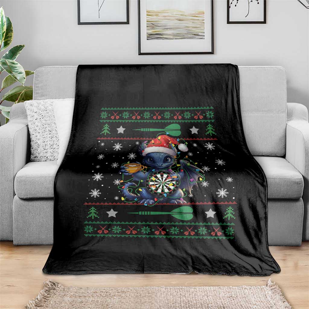 Ugly Christmas Dragon Dart Player Throw Blanket Gift For Dartist - Wonder Print Shop