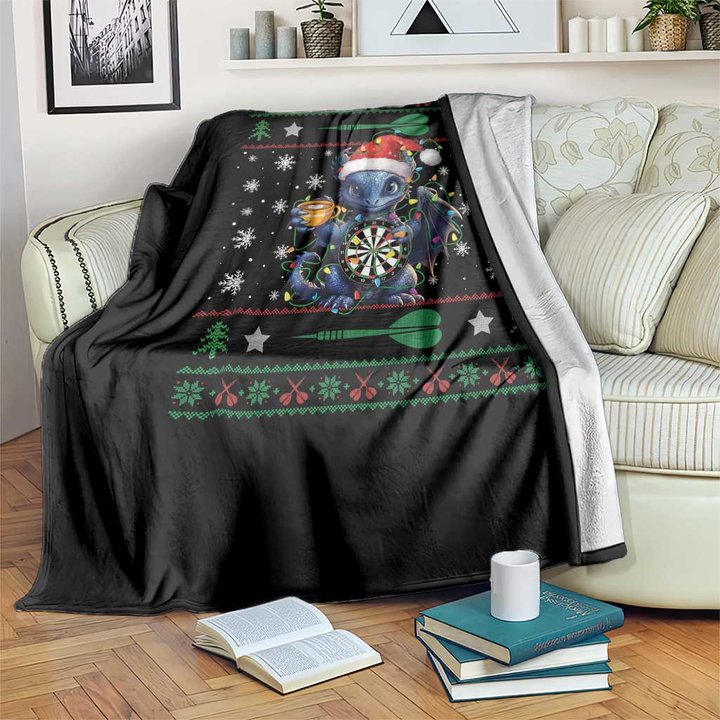 Ugly Christmas Dragon Dart Player Throw Blanket Gift For Dartist - Wonder Print Shop